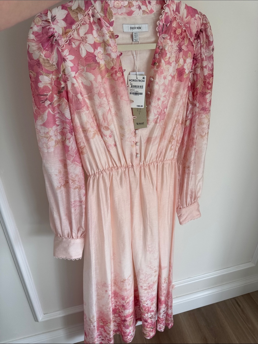 Ever New Pink Floral Ombre Girls' Long-Sleeve Dress